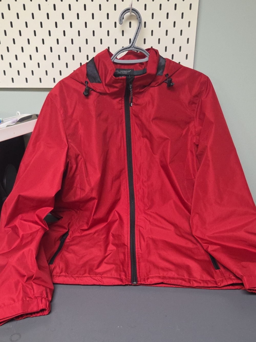 Women's Red Windbreaker Jacket with Hood